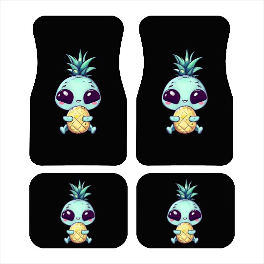 Alien with Pineapple Punk Hairstyle Car Mats
