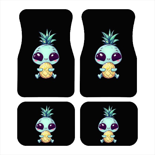 Alien with Pineapple Punk Hairstyle Car Mats