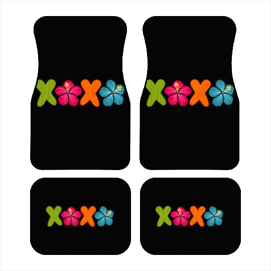 Xoxo Kiss Hibiscus Flowers Text Car Mats