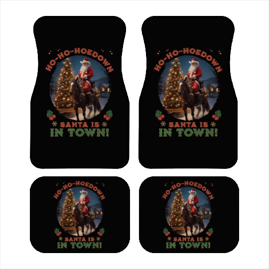 Retro Western Christmas Tree Cowboy Santa Claus Car Mats