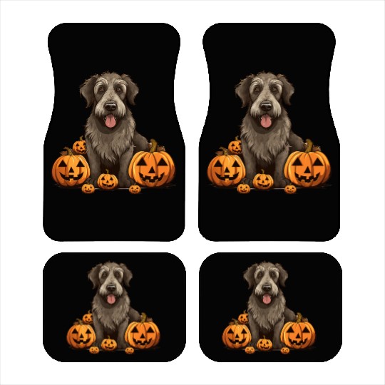 Irish Wolfhound Dog Pumpkin Lazy Halloween Party Car Mats