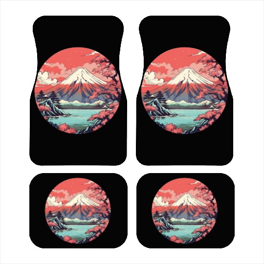 Fuji Sakura Serenity: Japanese Landscape Bliss Car Mats