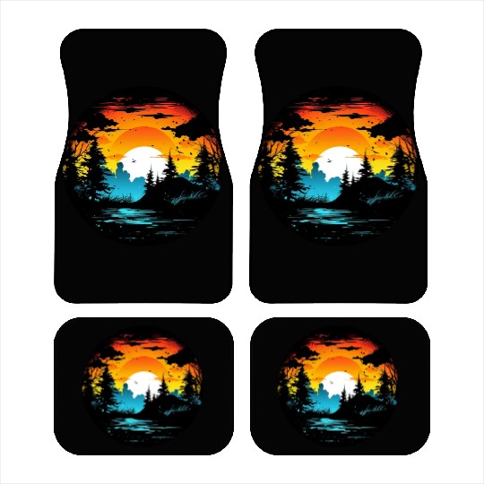 Riverside Twilight in the Forest Car Mats