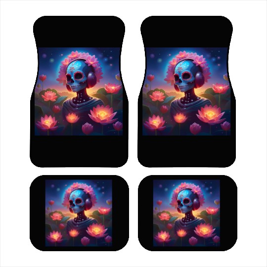 Sugar Skull Lotus Melody Medley Car Mats
