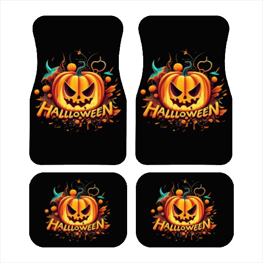 Halloween Autumn Leafs Pumpkin Spooky Design Car Mats
