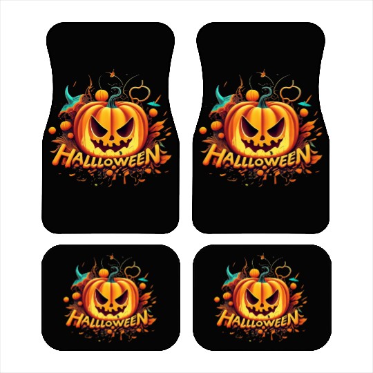 Halloween Autumn Leafs Pumpkin Spooky Design Car Mats