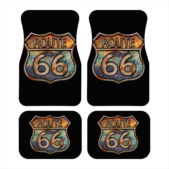 Route 66 vintage sign - Dingy metal sign 2 Car Mats