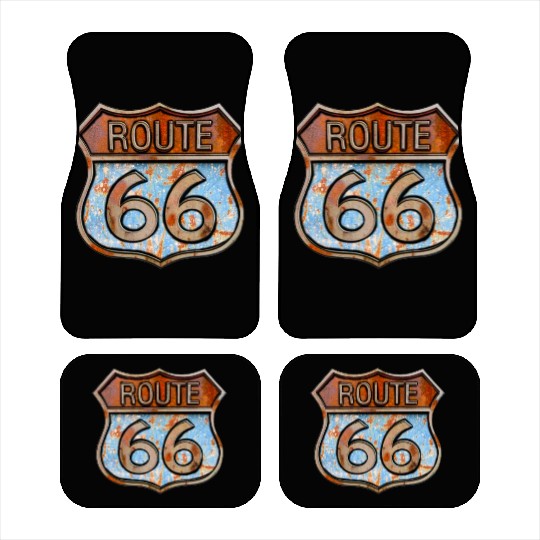 Route 66 vintage sign - Rusty metal sign 3 Car Mats