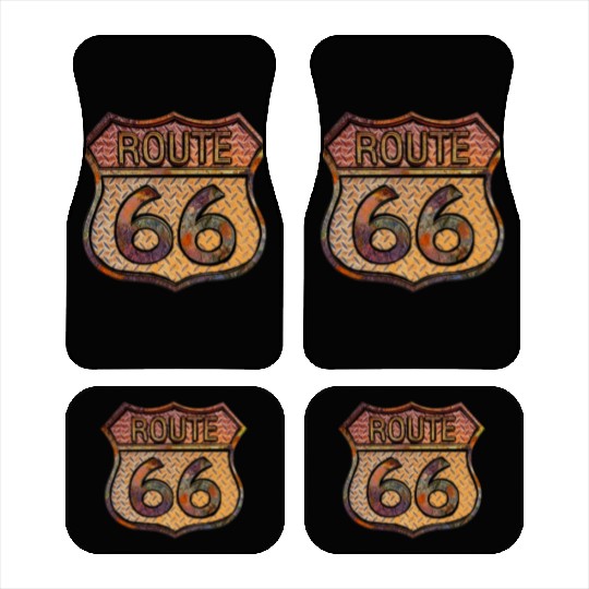 Route 66 vintage sign - Rusty metal 2 Car Mats
