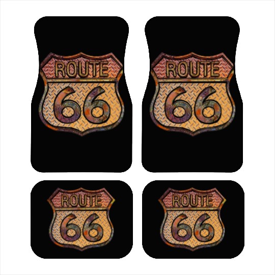 Route 66 vintage sign - Rusty metal 2 Car Mats