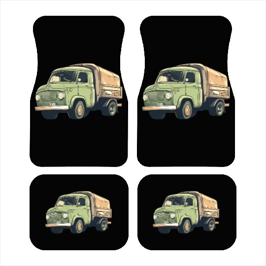 Green vintage truck Car Mats
