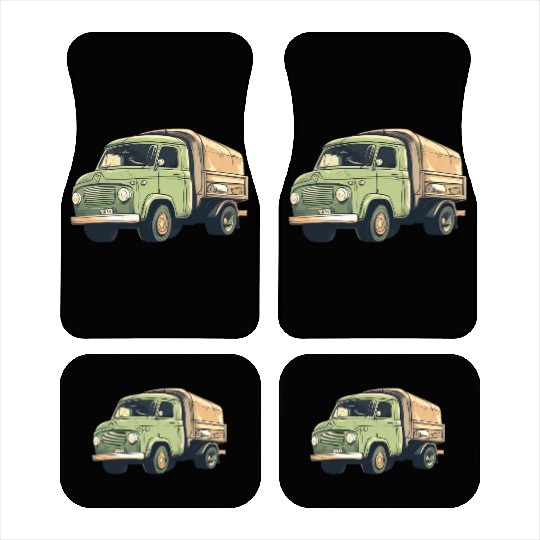 Green vintage truck Car Mats