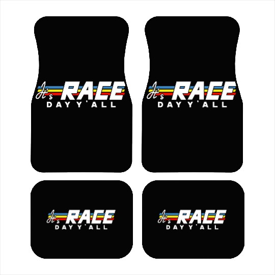 It s Race Day Y all White Text Car Mats