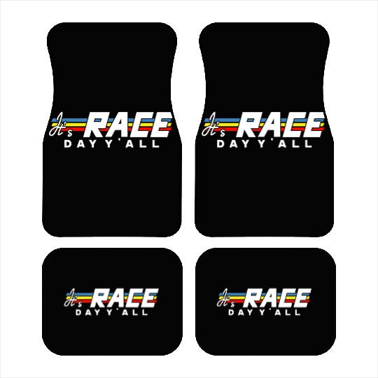 It s Race Day Y all White Text Car Mats