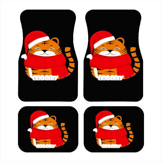 Cute Winter Tiger Cub Car Mats
