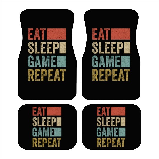 Vintage Retro Gamer Accessory Eat Sleep Game Car Mats