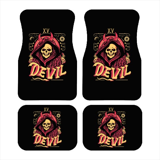 Devil Tarot Skeleton Halloween Occult Car Mats