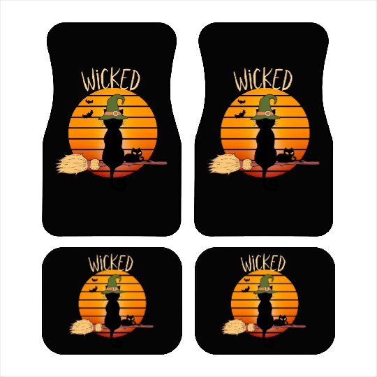 Wicked Cat Witch Funny Halloween Witch Car Mats