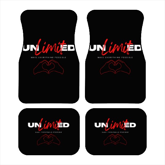 White Red Simple Typography Car Mats