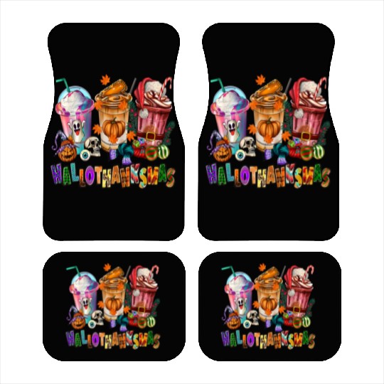 Happy Hallothanksmas Coffee Latte Halloween Car Mats