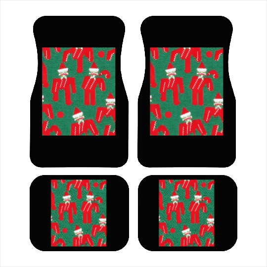 Ugly Red Santa Claus Candy Cane Pattern Car Mats