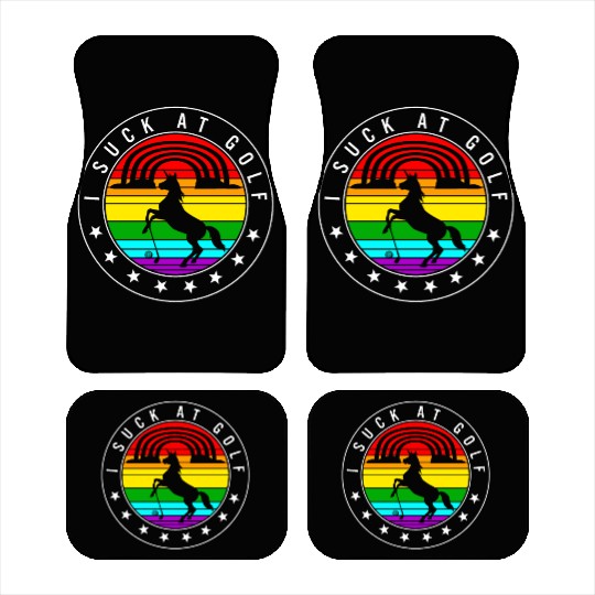 Golf Car Mats, I Suck At Golf Unicorn Rainbow Retro