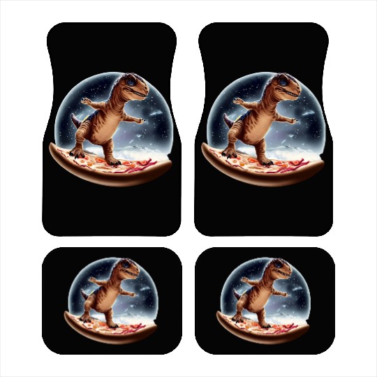 Dinosaurs on pizza through space Car Mats