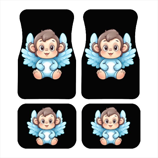 monkey chimpanzee angel wings cute kawaii Car Mats