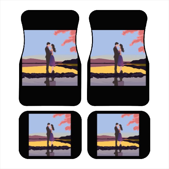 Romantic couple dance with sakura flowers Car Mats