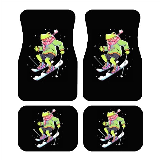 Frog Skiing Skier Ski Winter Snow Car Mats