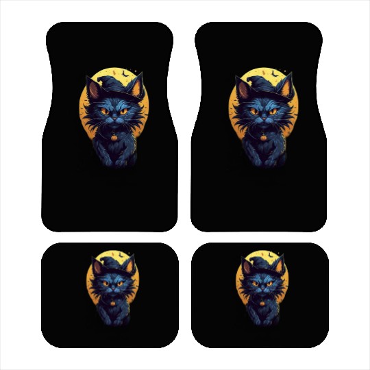 Spooky Cat and Pumpkin Head: A Scary and Funny Car Mats