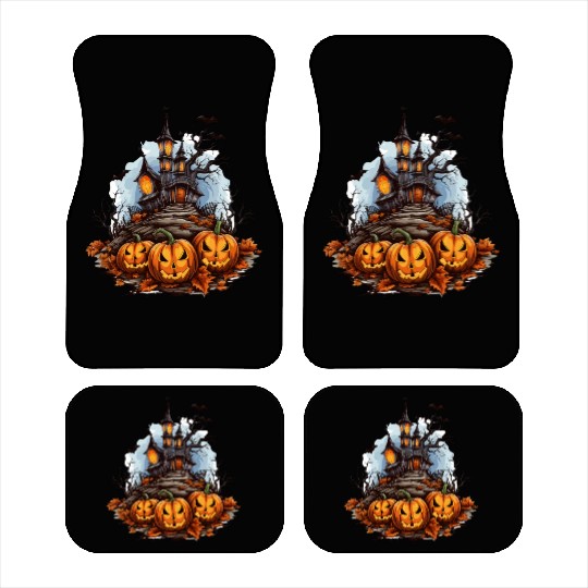 Halloween Pumpkin Bat Spell Haunted House Car Mats