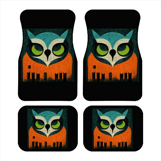 Mod Owl: Teal-Headed Owl Car Mats