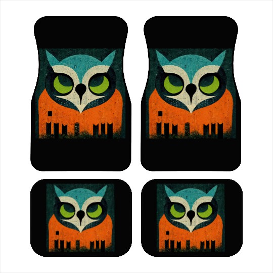 Mod Owl: Teal-Headed Owl Car Mats