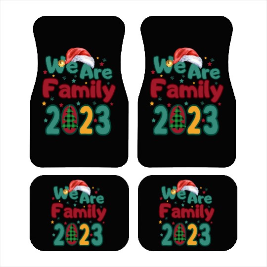 We Are Family Christmas Tree Santa Hat Pajama Car Mats