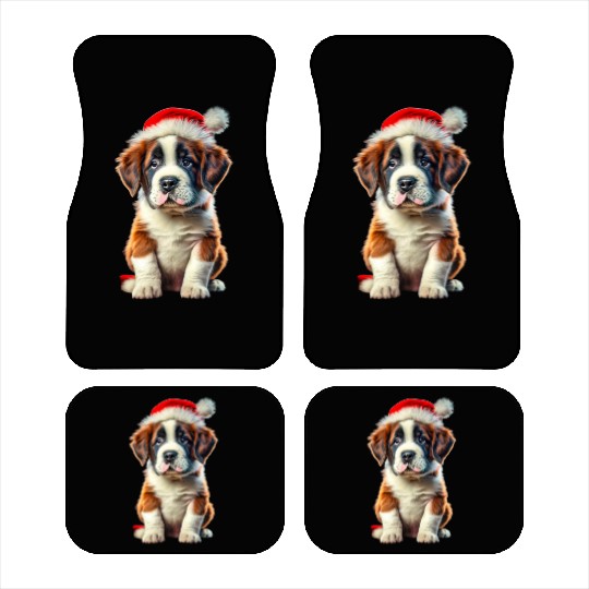 Saint Bernard puppy waiting for Christmas Car Mats