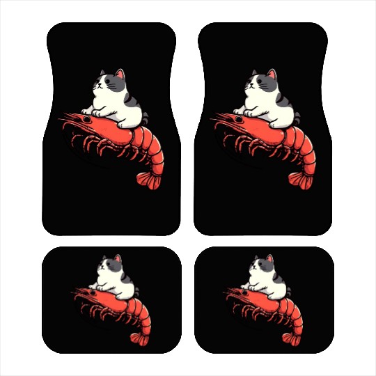 Cat rides shrimp Car Mats