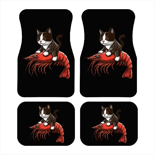 Cat rides shrimp Car Mats