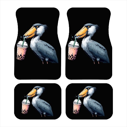 Beaked stork with bubble tea Car Mats