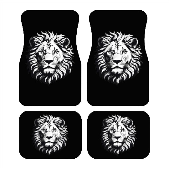 Black and white Lion Car Mats