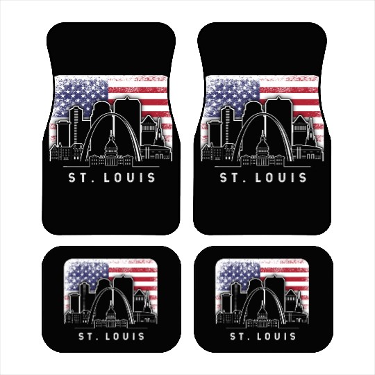 St. Louis Missouri American Flag Vintage Car Mats