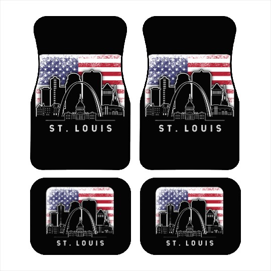 St. Louis Missouri American Flag Vintage Car Mats