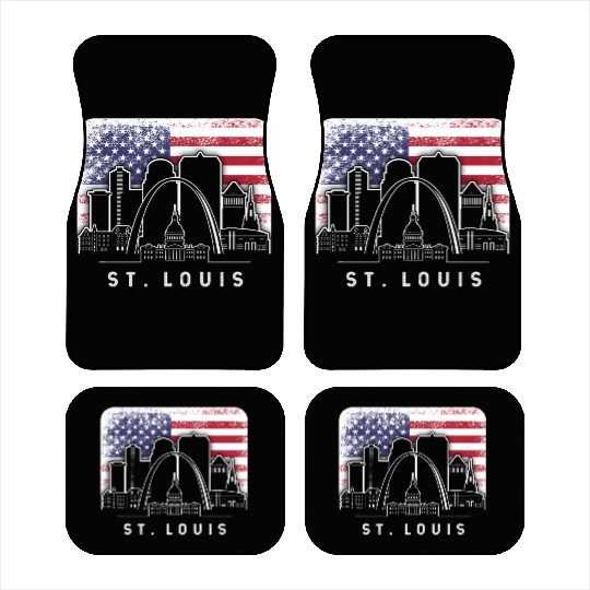 St. Louis Missouri American Flag Vintage Car Mats