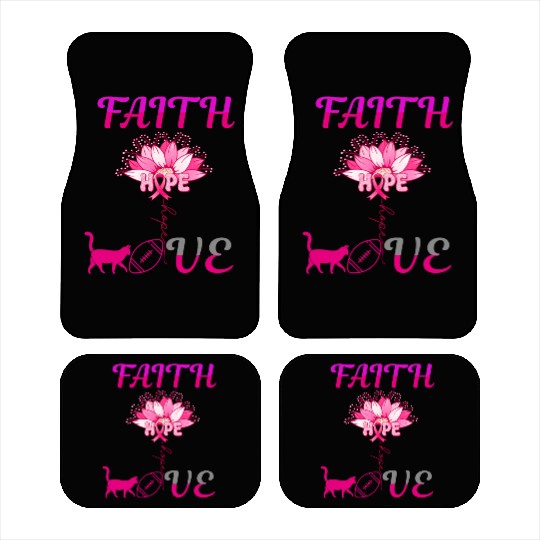 Breast Cancer Awareness Cat and Football Lover Car Mats