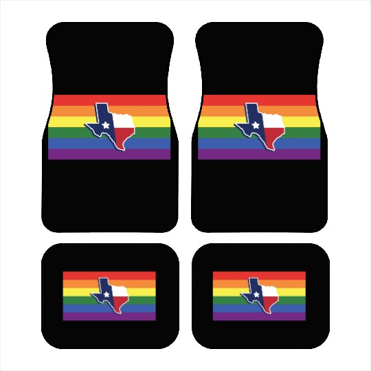 Texas Map Pride Flag Design for proud LGBT+ Texan Car Mats