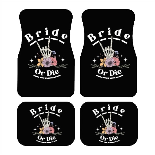 Bride Or Die Skeleton Hand Gothic Bachelorette Car Mats