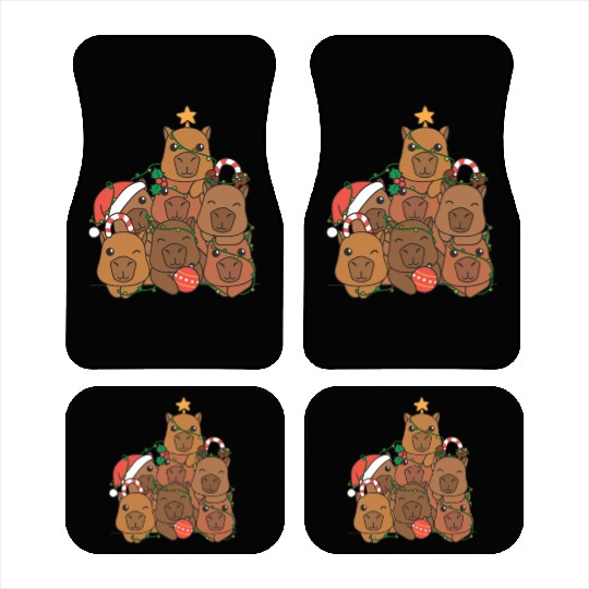 Capybara Christmas Tree Funny Animal Christmas Car Mats
