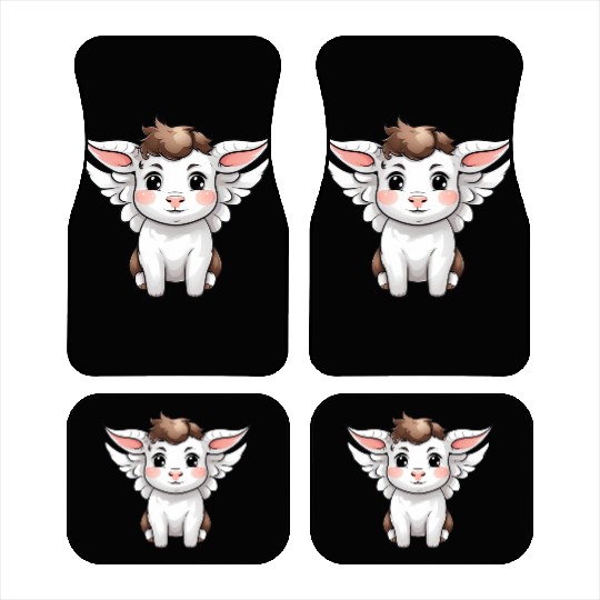 Heavenly Bond: Cow & Calf with Angel Wings Car Mats