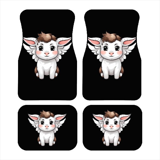 Heavenly Bond: Cow & Calf with Angel Wings Car Mats