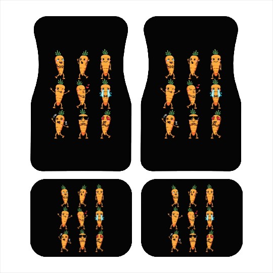 Carrot Emoticon Vegetable Vegan Vegetarian Car Mats